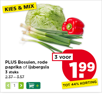 PLUS Bosuien, rode paprika of ijsbergsla