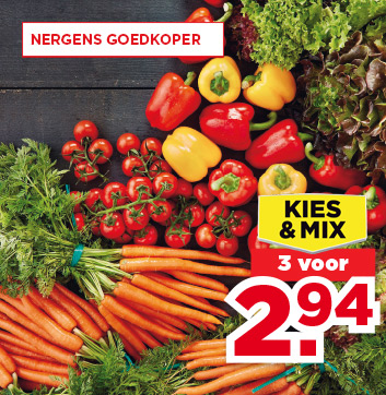 Kies & Mix Salanova, PLUS Bospeen, Cocktailtrostomaten of Paprika mix