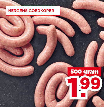 PLUS varkenssaucijzen of verse worst