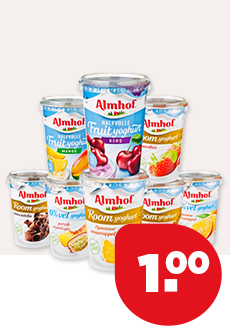 ALMHOF ROOM-, HALFVOLLE FRUIT- OF 0% VET YOGHURT