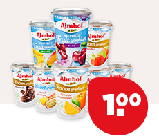 ALMHOF ROOM-, HALFVOLLE FRUIT- OF 0% VET YOGHURT