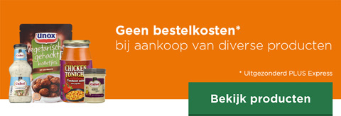 Geen bestelkosten bij aankoop van diverse producten | Uitgezonderd PLUS Express | Bekijk producten