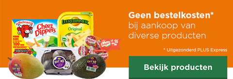 Geen bestelkosten bij aankoop van diverse producten | Uitgezonderd PLUS Express | Bekijk producten
