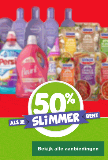 50% ALS JE SLIMMER BENT OP HEEL VEEL PRODUCTEN
