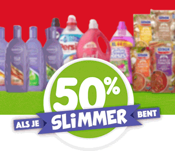 50% ALS JE SLIMMER BENT OP HEEL VEEL PRODUCTEN