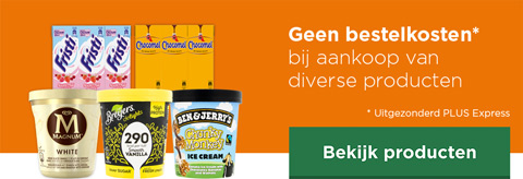 Geen bestelkosten bij aankoop van diverse producten | Uitgezonderd PLUS Express | Bekijk producten