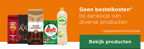 Geen bestelkosten bij aankoop van diverse producten | Uitgezonderd PLUS Express | Bekijk producten