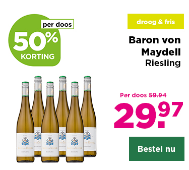 Baron von Maydell | Riesling | droog & fris | per doos 50% korting | Per doos van 59.94 voor 29.97 | Bestel nu