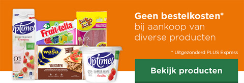 Geen bestelkosten bij aankoop van diverse producten | Uitgezonderd PLUS Express | Bekijk producten