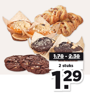 LUXE MUFFIN, PECANNOTENBROODJE OF CHOCOLATE COOKIE