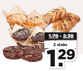 LUXE MUFFIN, PECANNOTENBROODJE OF CHOCOLATE COOKIE