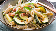 Magere penne carbonara met yoghurt Magere penne carbonara met yoghurt
