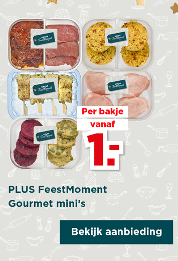 PLUS FeestMoment Gourmet miniâs | Per bakje vanaf 1.- | Bekijk aanbieding