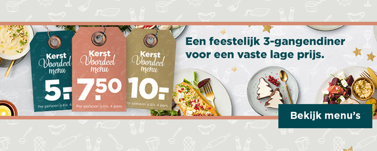 Een feestelijk 3-gangendiner voor een vaste lage prijs. | Bekijk menu's