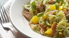 Pastasalade met makreel, sinaasappel en selderij
