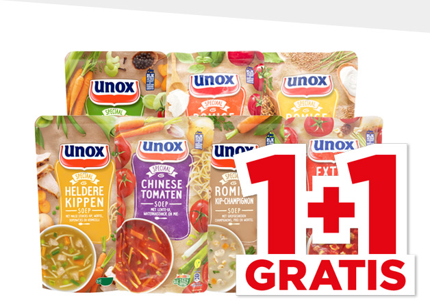 Unox Soep in zak | 1+1 GRATIS | Bekijk aanbieding