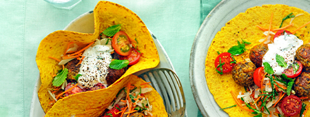 Wraps met falafel, groenten en kruidenyoghurt