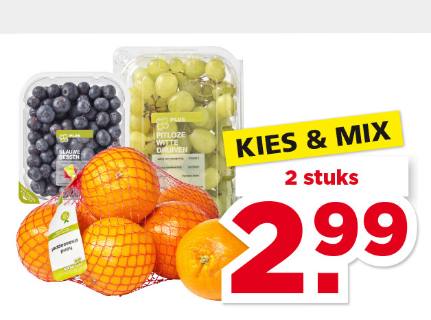 Blauwe bessen, pitloze witte druiven of handsinaasappelen | Bekijk aanbieding