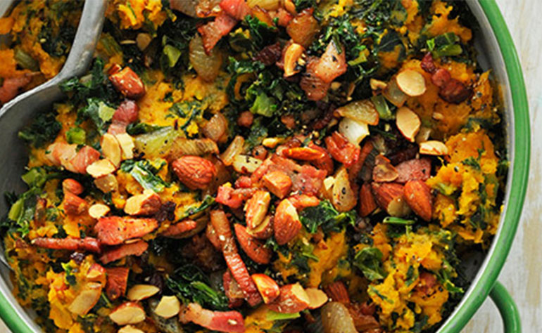 Zoete aardappel boerenkoolstamppot | Bekijk recept