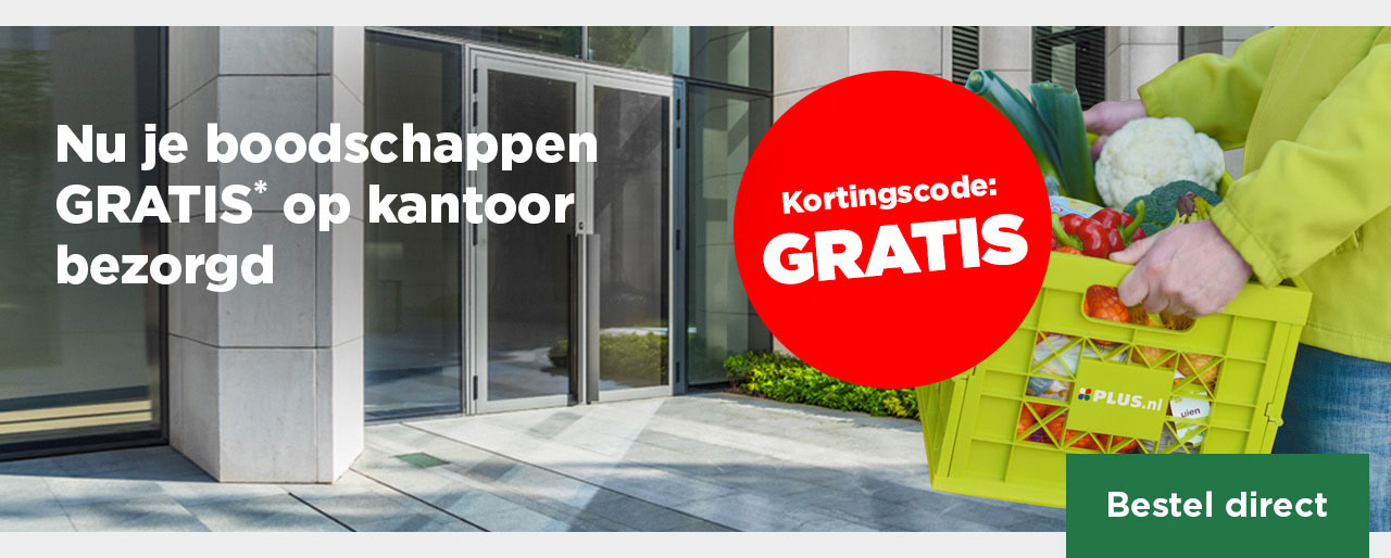 Nu je boodschappen GRATIS* op kantoor bezorgd | Kortingscode: GRATIS | Bestel direct