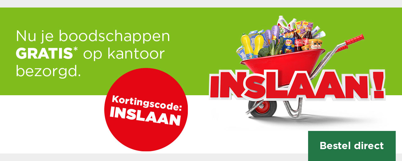 INSLAAN! | Nu je boodschappen GRATIS* op kantoor bezorgd | Kortingscode: INSLAAN | Bestel direct