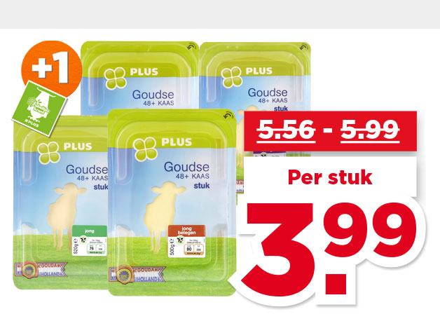 PLUS Goudse kaas 48+ stukken | Bekijk aanbieding