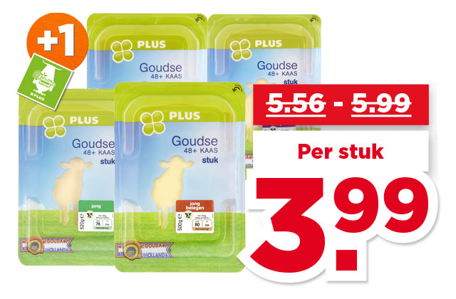 PLUS Goudse kaas 48+ stukken | Bekijk aanbieding
