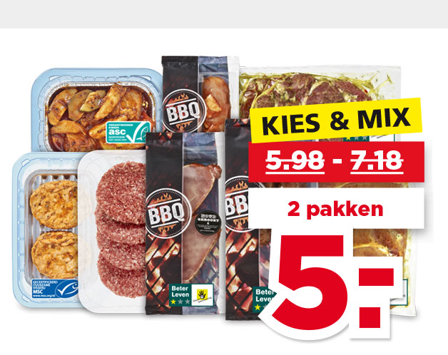 BBQ Kies & Mix vlees, vis of vega | Bekijk aanbieding