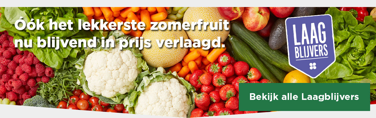 Óók het lekkerste zomerfruit nu blijvend in prijs verlaagd. | Bekijk alle Laagblijvers