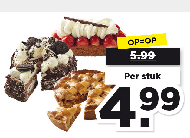 PLUS Taartje met Oreo, boeren appeltaart of midi aardbeienslof | Bekijk aanbieding