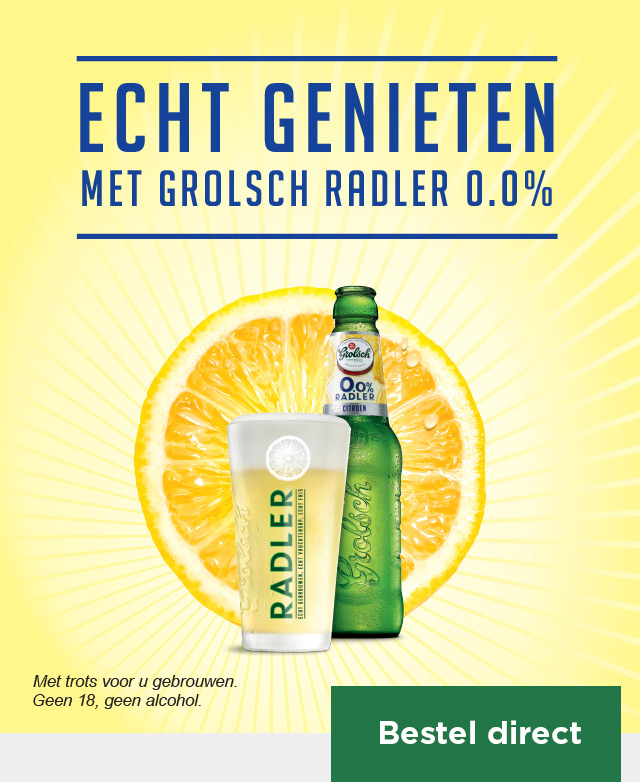 ECHT GENIETEN MET GROLSCH RADLER 0.0% | ECHT GEBROUWEN, ECHT VRUCHTENSAP, ECHT FRIS | Bestel direct