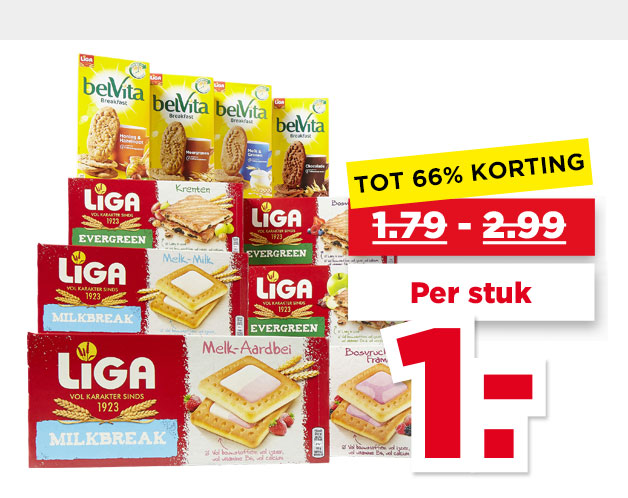 Liga Milkbreak, evergreen of belvita | Bekijk aanbieding