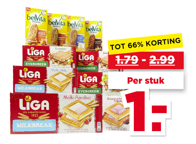 Liga Milkbreak, evergreen of belvita | Bekijk aanbieding