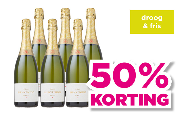 Cava Bienvenido | Brut | droog & fris | 50% korting | van 44.94 voor 22.47 | Bekijk wijn
