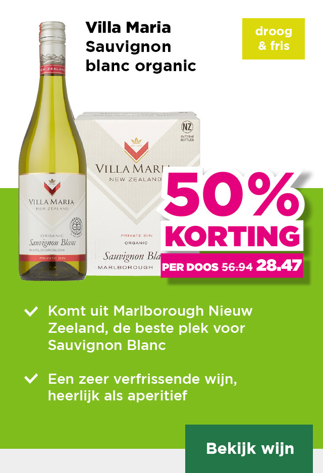 Villa Maria | Sauvignon blanc organic | droog & fris | Per fles 25% korting | van 9.49 voor 7.12 | Per fles bij aankoop van een doos 4.75 | per doos 50% korting | van 56.94 voor 28.47 | Bekijk wijn