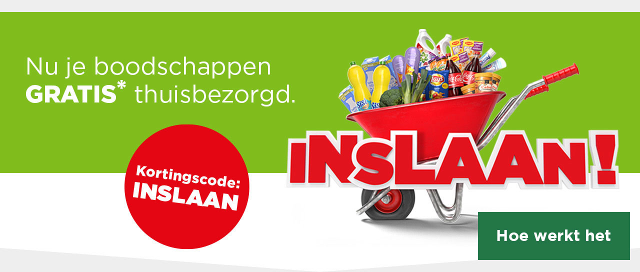 INSLAAN! | Nu je boodschappen GRATIS* thuisbezorgd. | Kortingscode: INSLAAN | Hoe werkt het