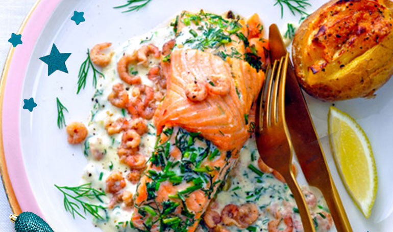 Zalmfilet met een saus van Hollandse garnalen | Naar recept