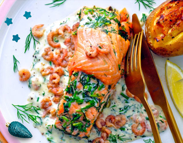 Zalmfilet met een saus van Hollandse garnalen | Naar recept