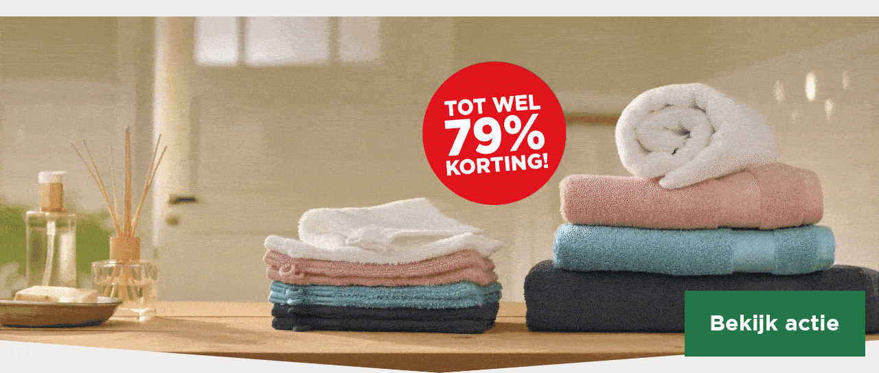 Spaar nu voor superzachte handdoeken. | TOT WEL 79% KORTING! | Bekijk actie