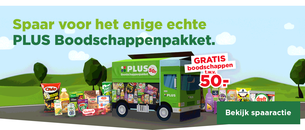 Spaar voor het enige echte PLUS Boodschappenpakket | Bekijk spaaractie