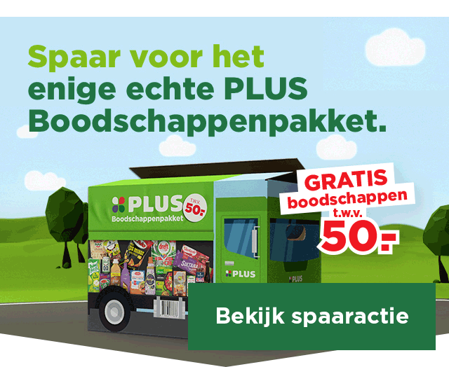 Spaar voor het enige echte PLUS Boodschappenpakket | Bekijk spaaractie