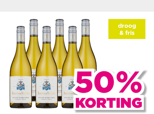 Baron von Maydell | Grauer burgunder (pinot gris) | droog & fris | 50% korting | van 47.94 voor 23.47 | Bekijk wijn