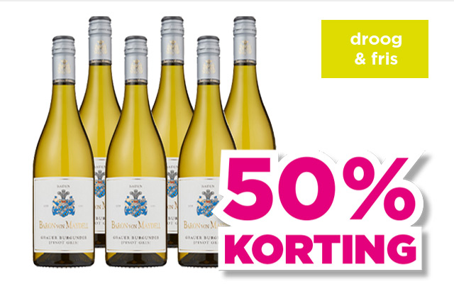 Baron von Maydell | Grauer burgunder (pinot gris) | droog & fris | 50% korting | van 47.94 voor 23.47 | Bekijk wijn