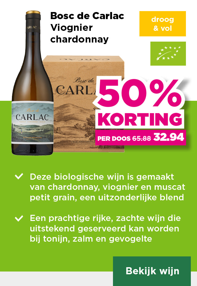 Bosc de Carlac | Viognier chardonnay | droog & vol | Per fles 25% korting | van 10.98 voor 8.24 | Per fles bij aankoop van een doos 5.49 | per doos 50% korting | van 65.88 voor 32.94 | Bekijk wijn