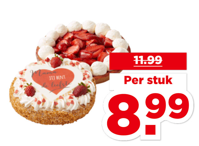 PLUS Aardbeienvlaai met slagroom of moederdag slagroomtaart | Bekijk aanbieding
