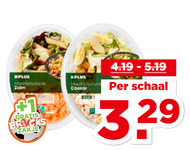 Alle PLUS Maaltijdsalades met kip of vis | Bekijk aanbieding