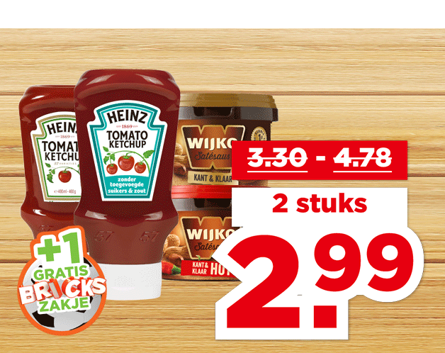 Heinz Ketchup of Wijko Satésaus | Bekijk aanbieding