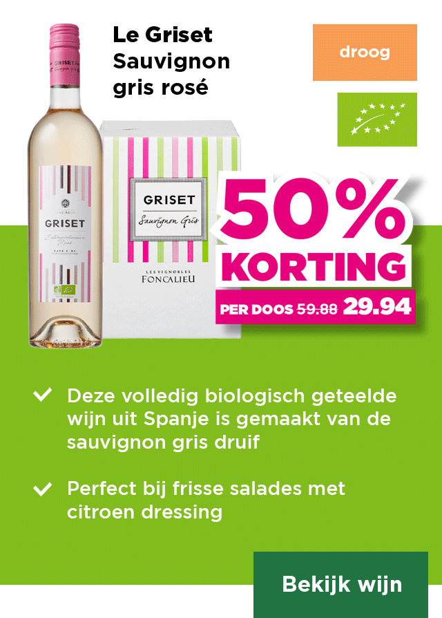 Le Griset | Sauvignon gris rosé | droog | Per fles 25% korting | van 9.98 voor 7.49 | Per fles bij aankoop van een doos 4.99 | per doos 50% korting | van 59.88 voor 29.94 | Bekijk wijn