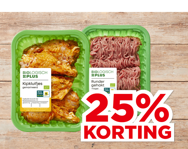 Alle Biologisch PLUS Vlees, vega of kip | Bekijk aanbieding