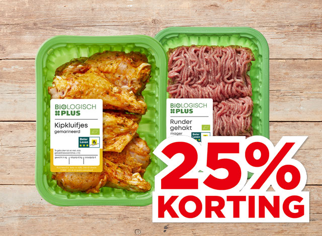 Alle Biologisch PLUS Vlees, vega of kip | Bekijk aanbieding